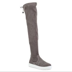 J/Slides Grey Stretch Suede Partee Hi Sneakers